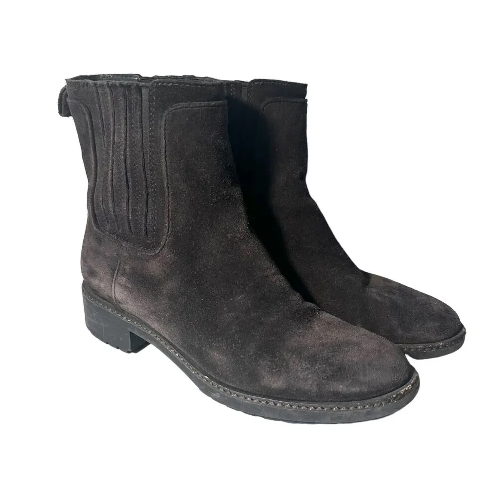 Via Spiga Womens Sz 6 Erisa Chelsea Brown Suede Leather Booties Ankle Boot